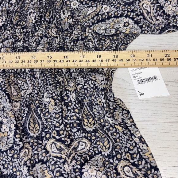 Lucky Brand Paisley Smocked long sleeve top Size Large  Boho, Multicolor Indie - Picture 7 of 10